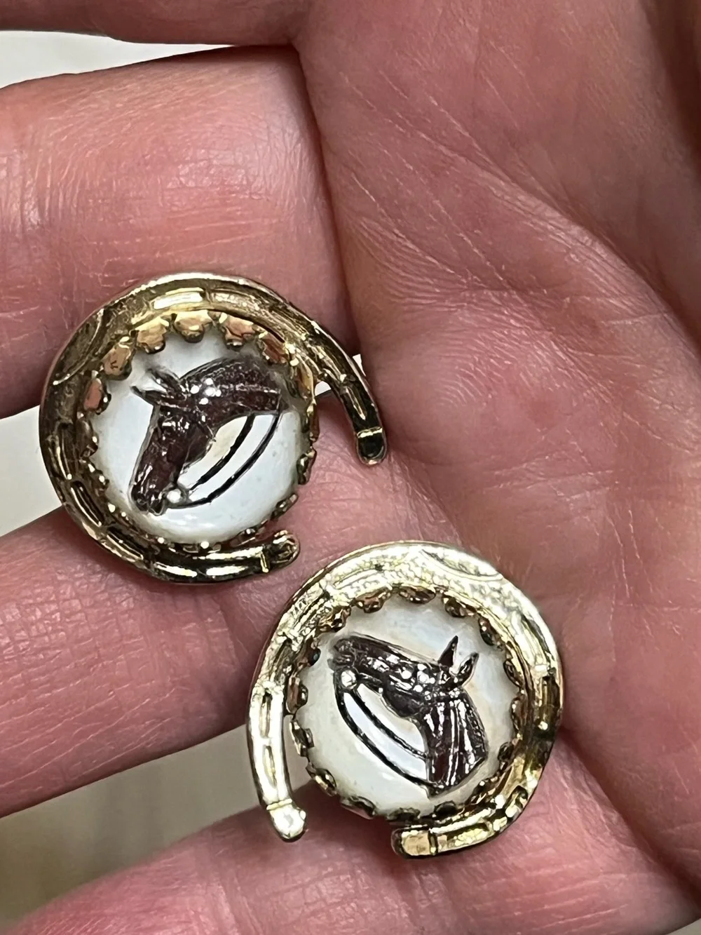 Vintage Glass Horse Cuff Links